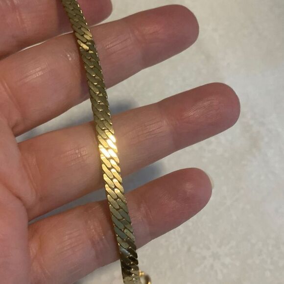 Vintage Gold Herringbone Chain Bracelet Korea 7.5” - Picture 12 of 13